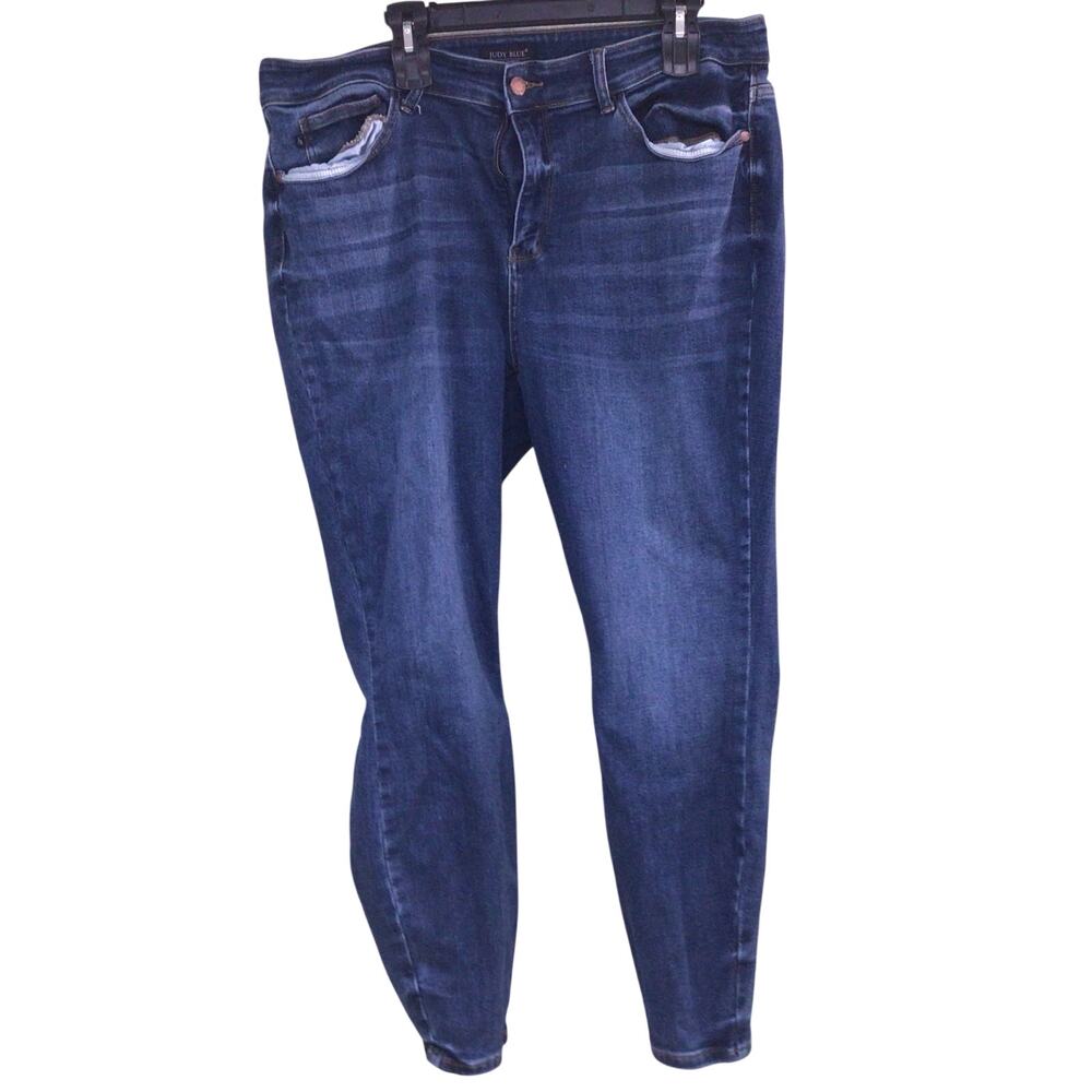 Judy Blue Womens Mid Rise Skinny Fit Dark Wash Jeans Size 20W Regular Inseam